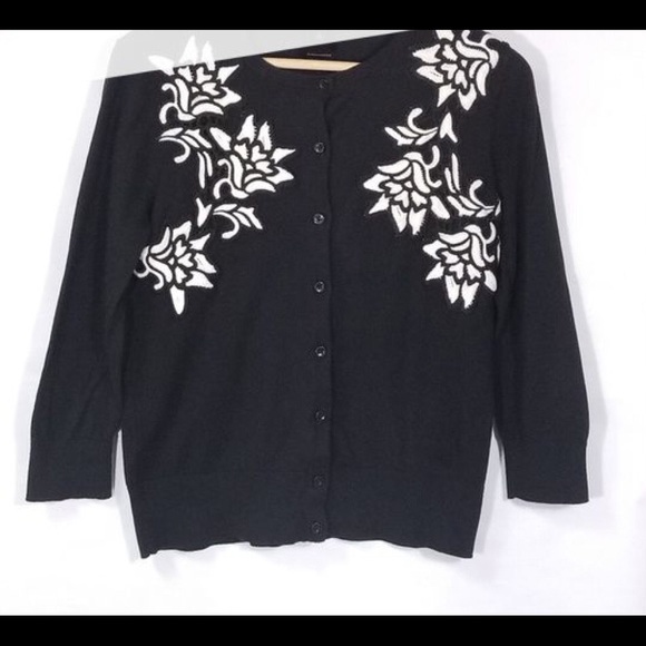 Ann Taylor match B&W pencil skirt 16 & cardigan XL - Picture 2 of 5